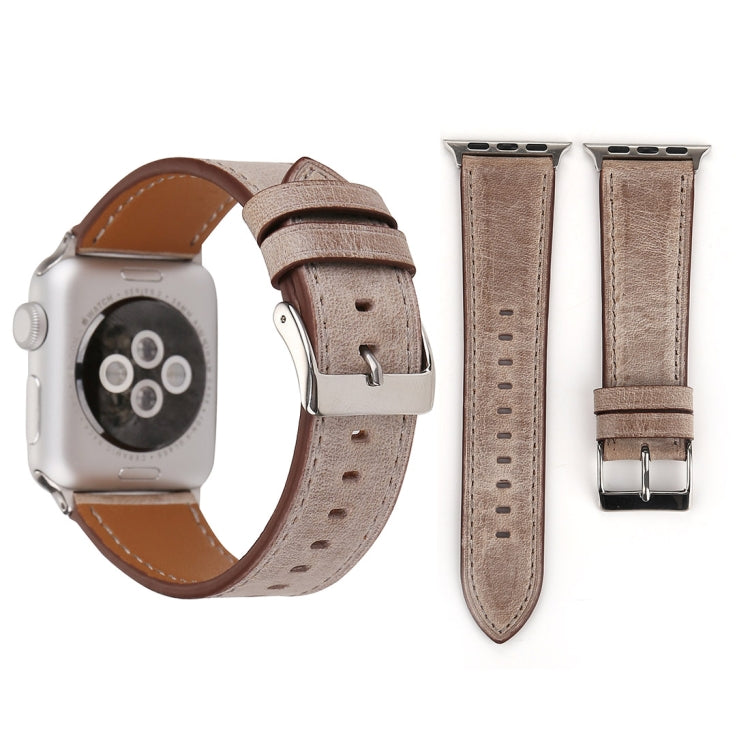 Pour Apple Watch Ultra 49 mm et Watch Ultra 2 49 mm / Series 10 46 mm / 9 et 8 et 7 45 mm / SE 3 et SE 2 et 6 et SE et 5 et 4 44 mm / 3 et 2 et 1 42 mm Bracelet de montre en cuir véritable de style frais, 42 mm