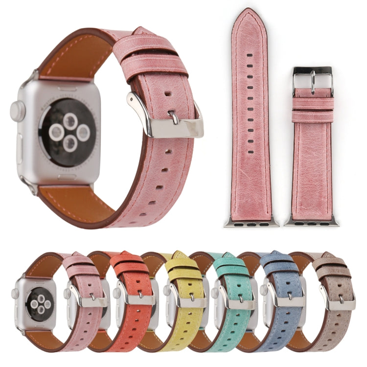 Pour Apple Watch Ultra 49 mm et Watch Ultra 2 49 mm / Series 10 46 mm / 9 et 8 et 7 45 mm / SE 3 et SE 2 et 6 et SE et 5 et 4 44 mm / 3 et 2 et 1 42 mm Bracelet de montre en cuir véritable de style frais, 42 mm