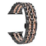 Bracelet de montre pour homme en acier inoxydable, 22 mm, avec boucle déployante papillon cachée et 7 perles, pour Apple Watch 38 mm, homme 22 mm