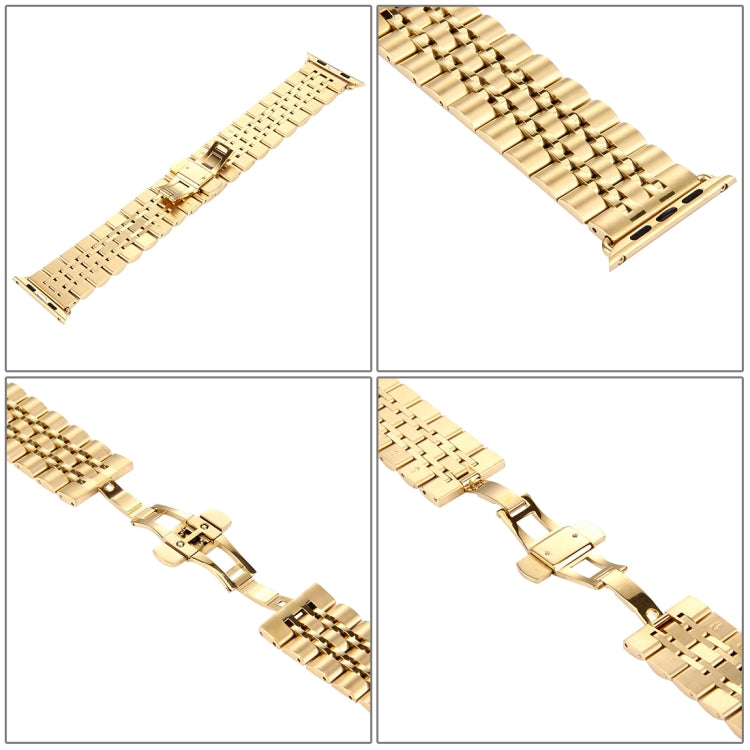Bracelet de montre pour homme en acier inoxydable, 22 mm, avec boucle déployante papillon cachée et 7 perles, pour Apple Watch 38 mm, homme 22 mm