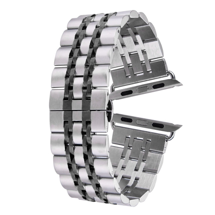 Bracelet de montre pour homme en acier inoxydable, 22 mm, avec boucle déployante papillon cachée et 7 perles, pour Apple Watch 38 mm, homme 22 mm