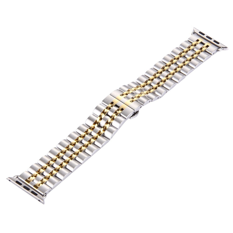 Bracelet de montre pour homme en acier inoxydable, 22 mm, avec boucle déployante papillon cachée et 7 perles, pour Apple Watch 38 mm, homme 22 mm