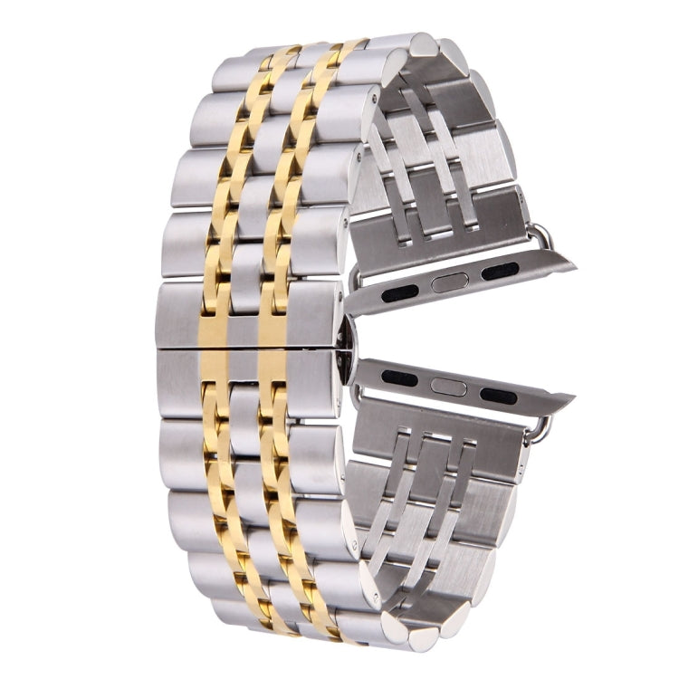 Bracelet de montre pour homme en acier inoxydable, 22 mm, avec boucle déployante papillon cachée et 7 perles, pour Apple Watch 38 mm, homme 22 mm