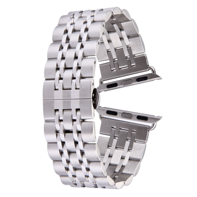 Bracelet de montre pour homme en acier inoxydable, 22 mm, avec boucle déployante papillon cachée et 7 perles, pour Apple Watch 38 mm, homme 22 mm