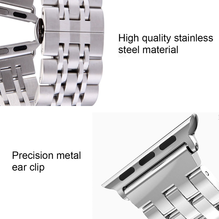 Bracelet de montre pour homme en acier inoxydable, 22 mm, avec boucle déployante papillon cachée et 7 perles, pour Apple Watch 38 mm, homme 22 mm