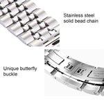Bracelet de montre pour homme en acier inoxydable, 22 mm, avec boucle déployante papillon cachée et 7 perles, pour Apple Watch 38 mm, homme 22 mm