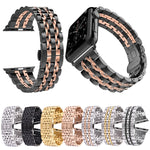 Bracelet de montre pour homme en acier inoxydable, 22 mm, avec boucle déployante papillon cachée et 7 perles, pour Apple Watch 38 mm, homme 22 mm