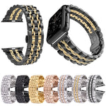 Bracelet de Montre 22mm pour Homme avec Boucle Papillon Cachée, en Acier Inoxydable 7 Perles, pour Apple Watch 42mm, 22mm Homme