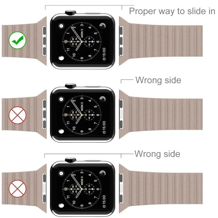 Bracelet en cuir PU avec fermoir magnétique pour Apple Watch 38 mm