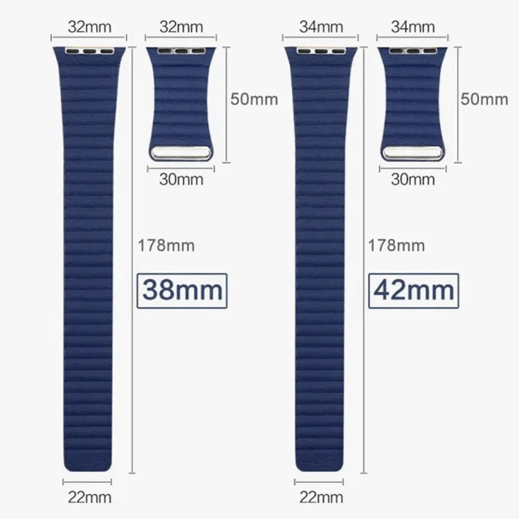 Bracelet en cuir PU avec fermoir magnétique pour Apple Watch 38 mm