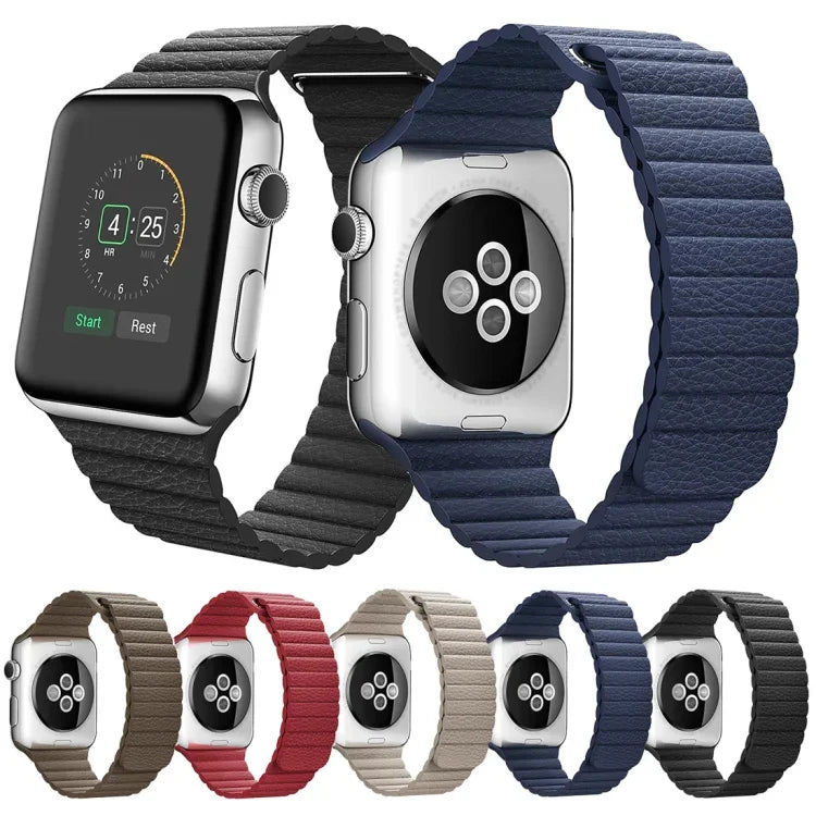 Bracelet en cuir PU avec fermoir magnétique pour Apple Watch 38 mm