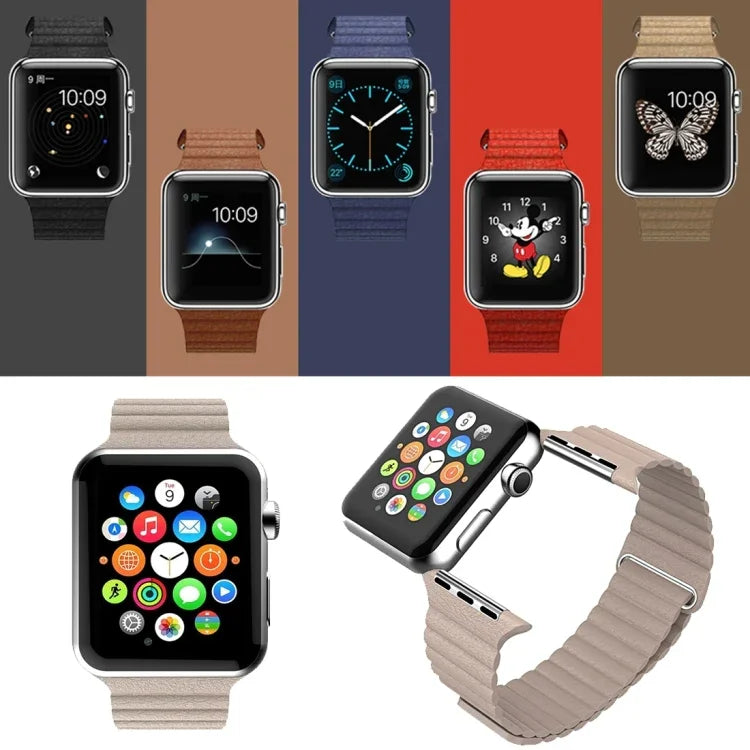 Bracelet en cuir PU avec fermoir magnétique pour Apple Watch 42 mm