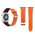 Pour Apple Watch Series 10 42mm / 9&8&7 41mm / SE 3&SE 2&6&SE&5&4 40mm / 3&2&1 38mm Bracelet de montre en cuir véritable simple et tendance avec motif perforé, 38mm