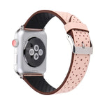 Pour Apple Watch Series 10 42mm / 9&8&7 41mm / SE 3&SE 2&6&SE&5&4 40mm / 3&2&1 38mm Bracelet de montre en cuir véritable simple et tendance avec motif perforé, 38mm