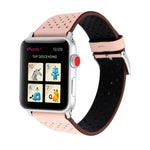 Pour Apple Watch Series 10 42mm / 9&8&7 41mm / SE 3&SE 2&6&SE&5&4 40mm / 3&2&1 38mm Bracelet de montre en cuir véritable simple et tendance avec motif perforé, 38mm