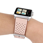 Pour Apple Watch Series 10 42mm / 9&8&7 41mm / SE 3&SE 2&6&SE&5&4 40mm / 3&2&1 38mm Bracelet de montre en cuir véritable simple et tendance avec motif perforé, 38mm