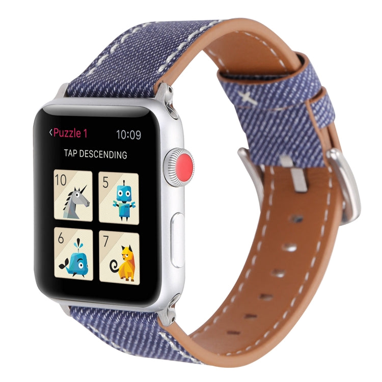 Pour Apple Watch Series 10 42mm / 9&8&7 41mm / SE 3&SE 2&6&SE&5&4 40mm / 3&2&1 38mm Bracelet de montre en cuir véritable à motif Cowboy, 38mm