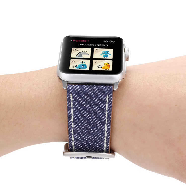 Pour Apple Watch Series 10 42mm / 9&8&7 41mm / SE 3&SE 2&6&SE&5&4 40mm / 3&2&1 38mm Bracelet de montre en cuir véritable à motif Cowboy, 38mm