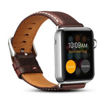 Bracelet de montre rétro en cuir ciré à l'huile Denior pour Apple Watch Series 7 45 mm / 6 &amp; SE &amp; 5 &amp; 4 44 mm / 3 &amp; 2 &amp; 1 42 mm