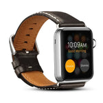 Bracelet de montre rétro en cuir ciré à l'huile Denior pour Apple Watch Series 7 45 mm / 6 &amp; SE &amp; 5 &amp; 4 44 mm / 3 &amp; 2 &amp; 1 42 mm