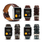 Bracelet de montre rétro en cuir ciré à l'huile Denior pour Apple Watch Series 7 45 mm / 6 &amp; SE &amp; 5 &amp; 4 44 mm / 3 &amp; 2 &amp; 1 42 mm