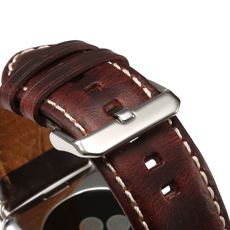 Bracelet de montre rétro en cuir ciré à l'huile Denior pour Apple Watch Series 10 42 mm / 9, 8 et 7 41 mm / SE 3, SE 2, 6, SE 5 et 4 40 mm / 3, 2 et 1 38 mm