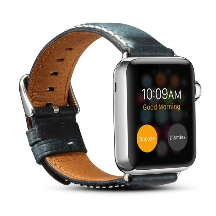 Bracelet de montre rétro en cuir ciré à l'huile Denior pour Apple Watch Series 10 42 mm / 9, 8 et 7 41 mm / SE 3, SE 2, 6, SE 5 et 4 40 mm / 3, 2 et 1 38 mm