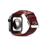 Bracelet de montre en cuir de vachette grain crocodile Denior pour Apple Watch Ultra 49 mm et Ultra 2 49 mm / Series 10 46 mm / 9, 8 et 7 45 mm / SE 3, SE 2, 6, SE 5 et 4 44 mm / 3, 2 et 1 42 mm