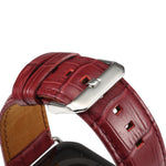 Bracelet de montre en cuir de vachette grain crocodile Denior pour Apple Watch Ultra 49 mm et Ultra 2 49 mm / Series 10 46 mm / 9, 8 et 7 45 mm / SE 3, SE 2, 6, SE 5 et 4 44 mm / 3, 2 et 1 42 mm