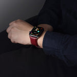 Bracelet de montre en cuir de vachette grain crocodile Denior pour Apple Watch Ultra 49 mm et Ultra 2 49 mm / Series 10 46 mm / 9, 8 et 7 45 mm / SE 3, SE 2, 6, SE 5 et 4 44 mm / 3, 2 et 1 42 mm