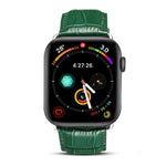 Bracelet de montre en cuir de vachette grain crocodile Denior pour Apple Watch Ultra 49 mm et Ultra 2 49 mm / Series 10 46 mm / 9, 8 et 7 45 mm / SE 3, SE 2, 6, SE 5 et 4 44 mm / 3, 2 et 1 42 mm