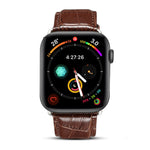 Bracelet de montre en cuir de vachette grain crocodile Denior pour Apple Watch Ultra 49 mm et Ultra 2 49 mm / Series 10 46 mm / 9, 8 et 7 45 mm / SE 3, SE 2, 6, SE 5 et 4 44 mm / 3, 2 et 1 42 mm