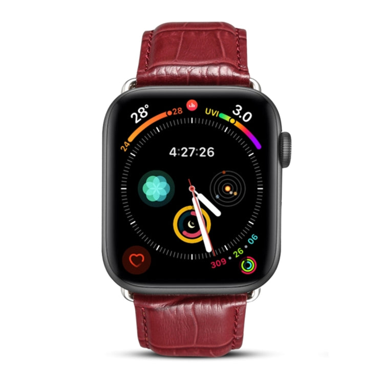 Bracelet de montre en cuir de vachette grain crocodile Denior pour Apple Watch Series 10 42 mm / 9, 8 et 7 41 mm / SE 3, SE 2, 6, SE 5 et 4 40 mm / 3, 2 et 1 38 mm