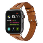 Bracelet de montre en cuir simple en forme de V pour Apple Watch Ultra 49 mm et Ultra 2 49 mm / Series 10 46 mm / 9, 8 et 7 45 mm / SE 3, SE 2, 6, SE 5 et 4 44 mm / 3, 2 et 1 42 mm