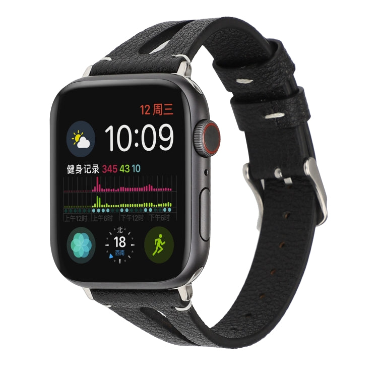Bracelet de montre en cuir simple en forme de V pour Apple Watch Series 7 41 mm / 6 &amp; SE &amp; 5 &amp; 4 40 mm / 3 &amp; 2 &amp; 1 38 mm