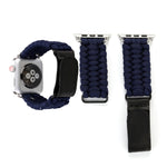 Bracelet de montre en nylon avec corde de parapluie en cuir véritable et boucle en acier inoxydable, compatible avec les Apple Watch Series 10 42 mm / 9&8&7 41 mm / SE 3&SE 2&6&SE&5&4 40 mm / 3&2&1 38 mm, 7 41 mm / 6&SE&5&4 40 mm / 3&2&1 38 mm