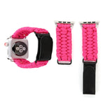 Bracelet de montre en nylon avec corde de parapluie en cuir véritable et boucle en acier inoxydable, compatible avec les Apple Watch Series 10 42 mm / 9&8&7 41 mm / SE 3&SE 2&6&SE&5&4 40 mm / 3&2&1 38 mm, 7 41 mm / 6&SE&5&4 40 mm / 3&2&1 38 mm
