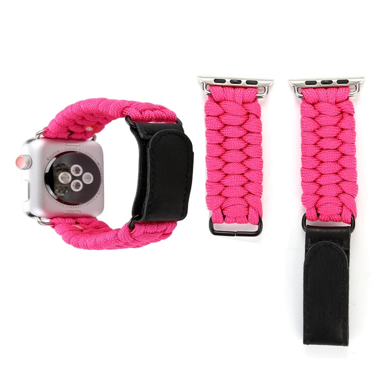 Bracelet de montre en nylon avec corde de parapluie en cuir véritable et boucle en acier inoxydable, compatible avec les Apple Watch Series 10 42 mm / 9&8&7 41 mm / SE 3&SE 2&6&SE&5&4 40 mm / 3&2&1 38 mm, 7 41 mm / 6&SE&5&4 40 mm / 3&2&1 38 mm