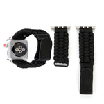 Bracelet de montre en cuir véritable Magic Paste avec corde en nylon et boucle en acier inoxydable pour Apple Watch Ultra 49mm & Watch Ultra 2 49mm / Série 10 46mm / 9&8&7 45mm / SE 3&SE 2&6&SE&5&4 44mm / 3&2&1 42mm, 7 45mm / 6&SE&5&4 44mm / 3&2&1 42mm