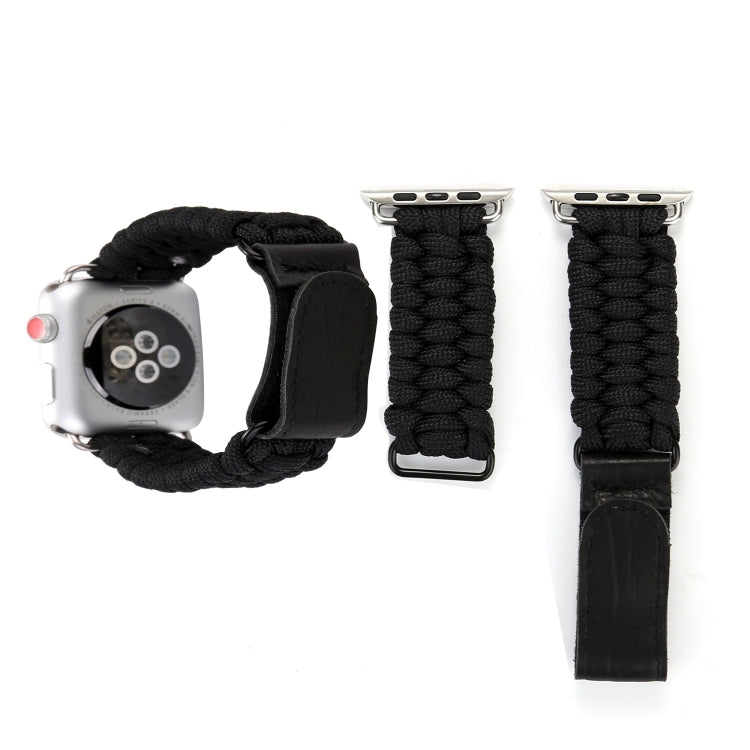 Bracelet de montre en cuir véritable Magic Paste avec corde en nylon et boucle en acier inoxydable pour Apple Watch Ultra 49mm & Watch Ultra 2 49mm / Série 10 46mm / 9&8&7 45mm / SE 3&SE 2&6&SE&5&4 44mm / 3&2&1 42mm, 7 45mm / 6&SE&5&4 44mm / 3&2&1 42mm
