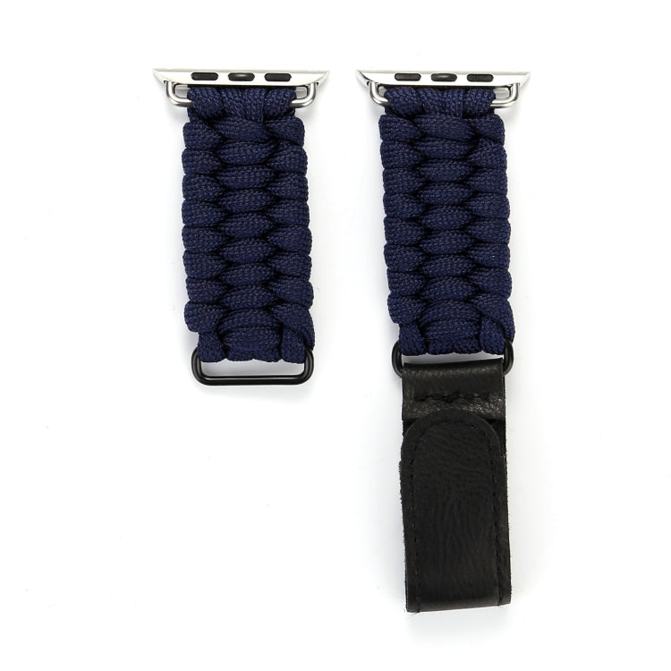 Bracelet de montre en cuir véritable Magic Paste avec corde en nylon et boucle en acier inoxydable pour Apple Watch Ultra 49mm & Watch Ultra 2 49mm / Série 10 46mm / 9&8&7 45mm / SE 3&SE 2&6&SE&5&4 44mm / 3&2&1 42mm, 7 45mm / 6&SE&5&4 44mm / 3&2&1 42mm