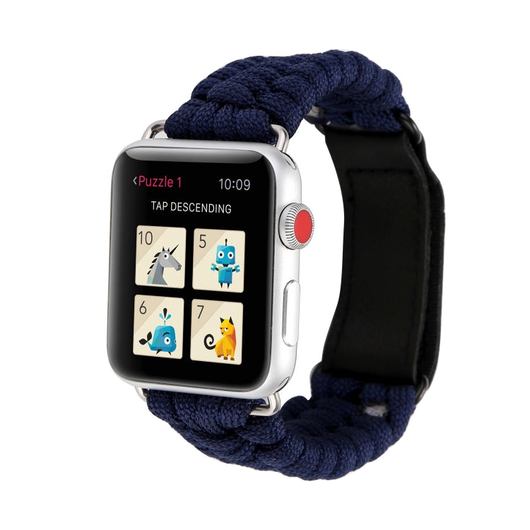 Bracelet de montre en cuir véritable Magic Paste avec corde en nylon et boucle en acier inoxydable pour Apple Watch Ultra 49mm & Watch Ultra 2 49mm / Série 10 46mm / 9&8&7 45mm / SE 3&SE 2&6&SE&5&4 44mm / 3&2&1 42mm, 7 45mm / 6&SE&5&4 44mm / 3&2&1 42mm