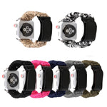 Bracelet de montre en cuir véritable Magic Paste avec corde en nylon et boucle en acier inoxydable pour Apple Watch Ultra 49mm & Watch Ultra 2 49mm / Série 10 46mm / 9&8&7 45mm / SE 3&SE 2&6&SE&5&4 44mm / 3&2&1 42mm, 7 45mm / 6&SE&5&4 44mm / 3&2&1 42mm