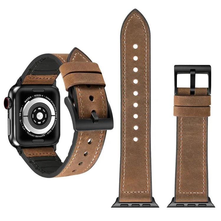Bracelet de montre en TPU texturé Crazy Horse pour Apple Watch Series 3 et 2 et 1 42 mm, 42 mm