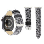 Bracelet de montre en cuir véritable Thorns Printing pour Apple Watch Series 10 42mm / 9&8&7 41mm / SE 3&SE 2&6&SE&5&4 40mm / 3&2&1 38mm, 40mm