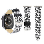 Bracelet de montre en cuir véritable Thorns Printing pour Apple Watch Series 10 42mm / 9&8&7 41mm / SE 3&SE 2&6&SE&5&4 40mm / 3&2&1 38mm, 40mm