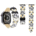 Bracelet de montre en cuir véritable Thorns Printing pour Apple Watch Series 10 42mm / 9&8&7 41mm / SE 3&SE 2&6&SE&5&4 40mm / 3&2&1 38mm, 40mm