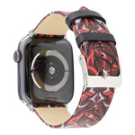 Bracelet de montre en cuir véritable Thorns Printing pour Apple Watch Series 10 42mm / 9&8&7 41mm / SE 3&SE 2&6&SE&5&4 40mm / 3&2&1 38mm, 40mm