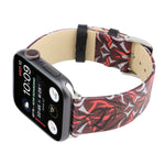 Bracelet de montre en cuir véritable Thorns Printing pour Apple Watch Series 10 42mm / 9&8&7 41mm / SE 3&SE 2&6&SE&5&4 40mm / 3&2&1 38mm, 40mm