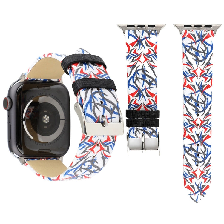 Thorns Impression Bracelet de Montre en Cuir Véritable pour Apple Watch Ultra 49mm&Watch Ultra 2 49mm / Series 10 46mm / 9&8&7 45mm / SE 3&SE 2&6&SE&5&4 44mm / 3&2&1 42mm, 44mm